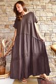 Tasha Damask T Shirt Maxi Dress Chocolate